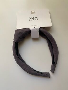 ZARA PLAIN KNOTTED HEADBAND GRAY NEW WITH TAGS